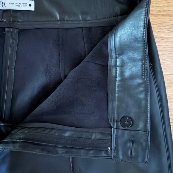Zara Faux Leather Front Seam Wide Leg Pants Size XL - Picture 7 of 10